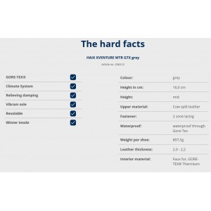 Ботинки мембранные трекинговые HAIX XVENTURE WTR/ЗИМНИЕ GTX цвет GREY арт.: 206510